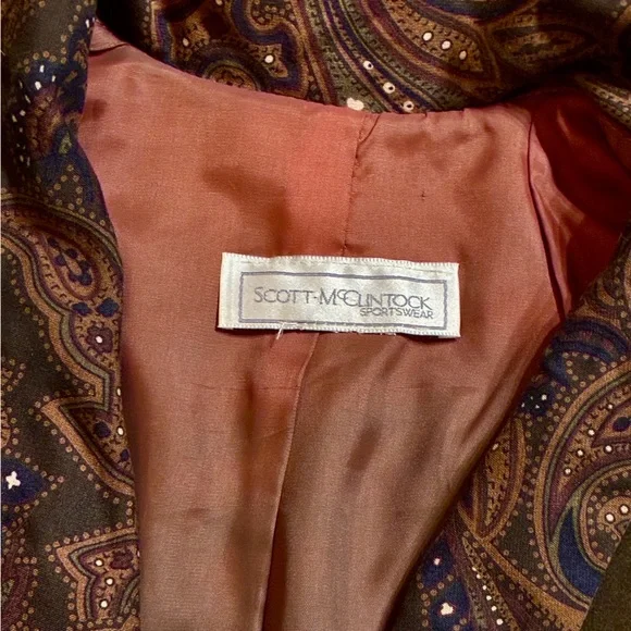 VTG Scott McClintock Velvet Victorian Revival Puff Sleeve Blazer Paisley Trim S - Picture 2 of 8